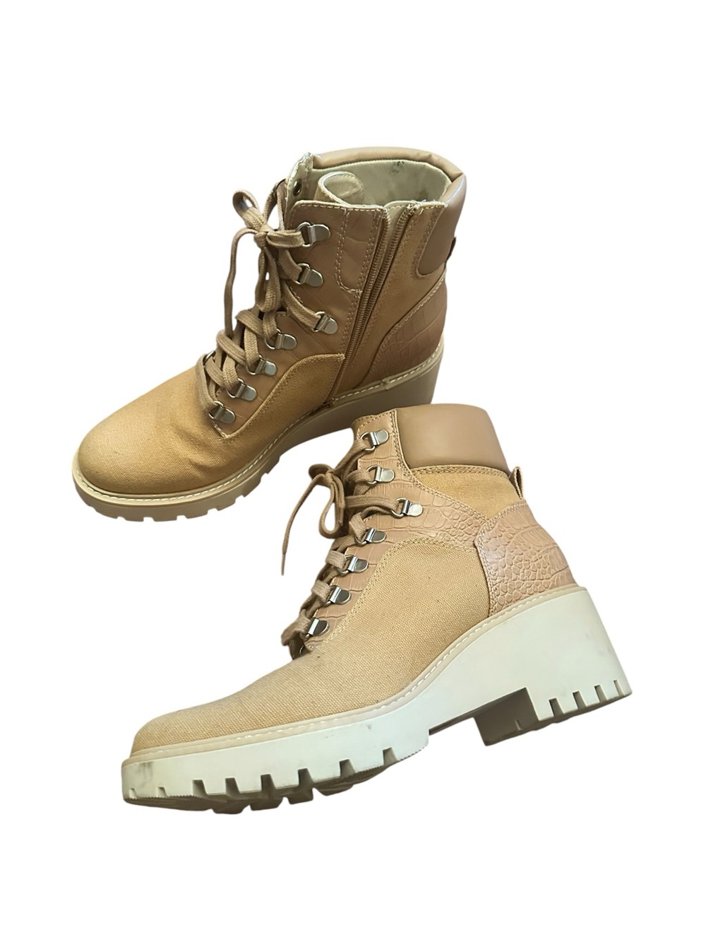Dolce Vita Women's Tan Lace-Up Platform Ankle Boots Size 9